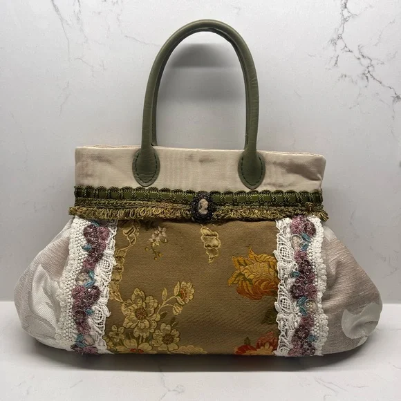 RARE VINTAGE handbag embroidered lace! Handmade, flowers, purse, shoulder bag - Picture 1 of 5